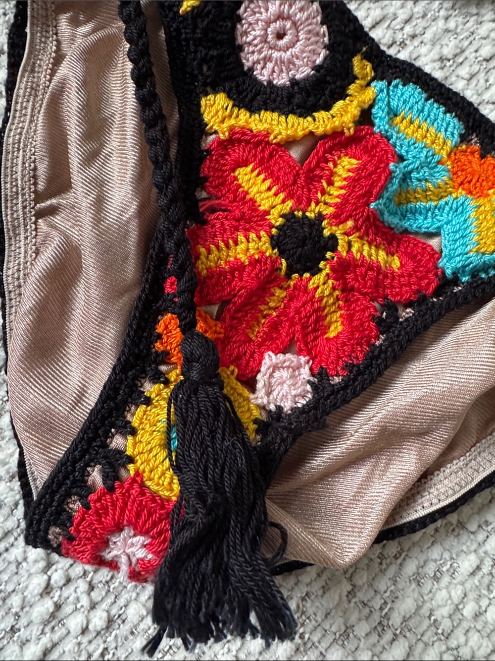 Anna Kosturova Crochet Bikini Set Floral Tie Side Boho Resort Swim Handmade - Picture 8 of 11